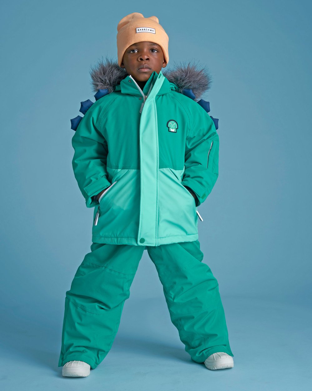 Spike the Dinosaur - Kids Ski Salopettes / Bibs