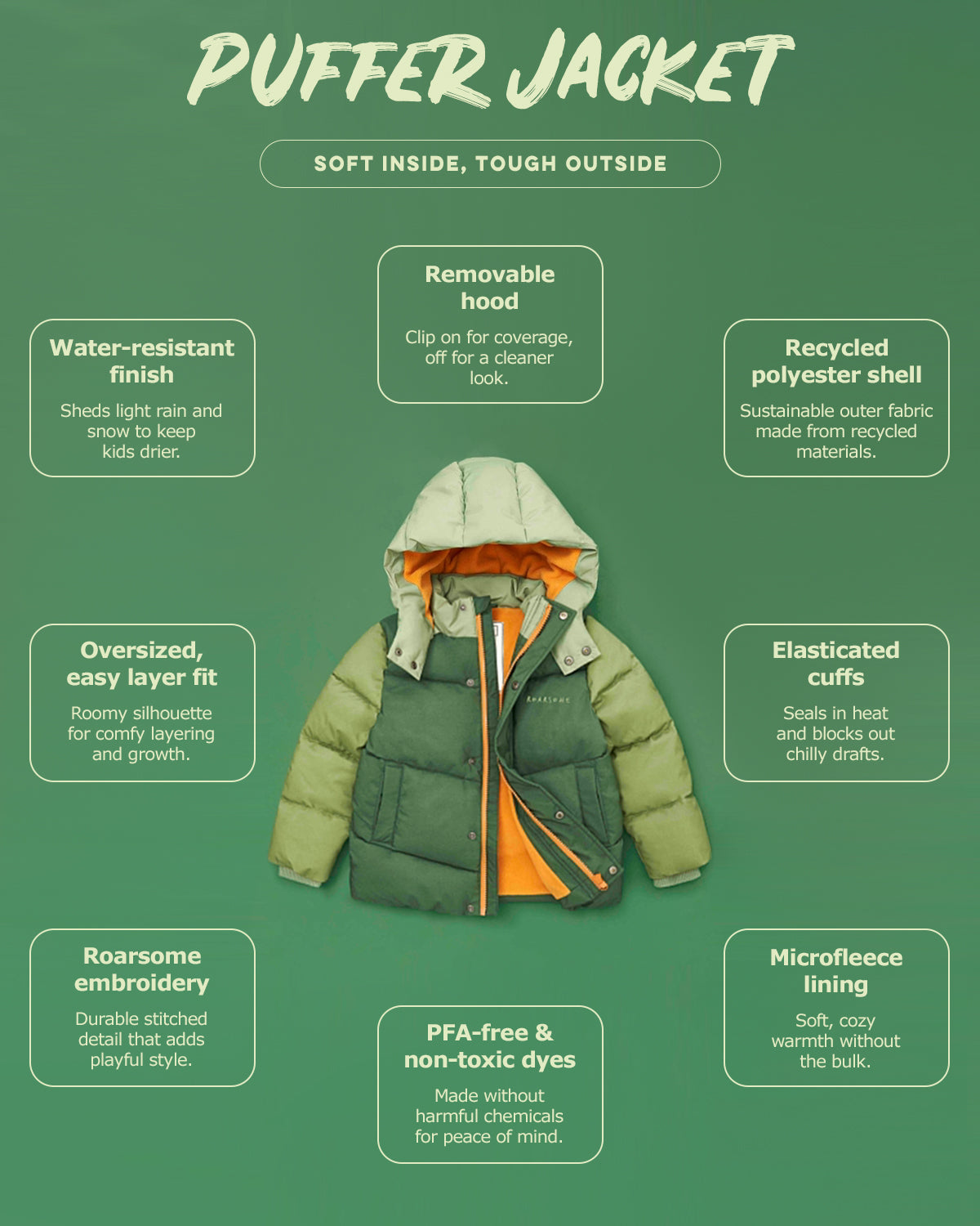 Roarsome Puffer Jacket - Forest Green