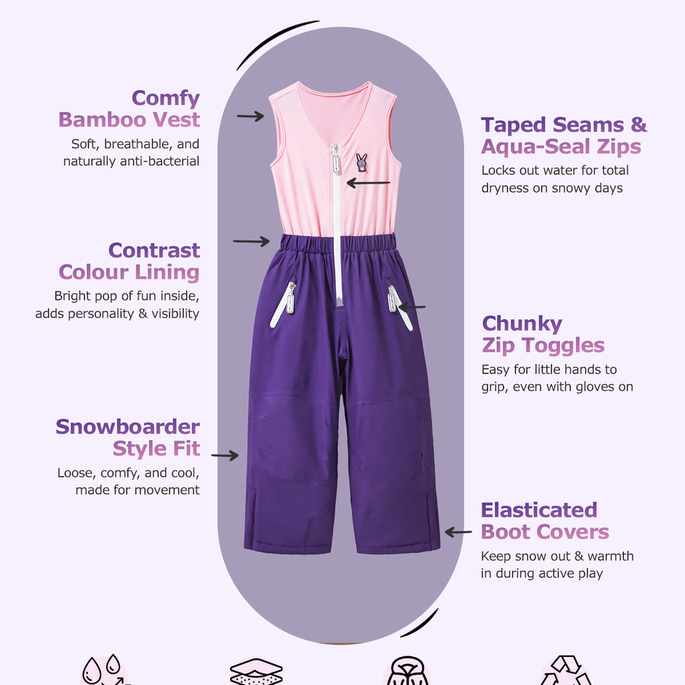 Hop the Bunny - Kids Ski Salopettes / Bib Pants ‐ Roarsome
