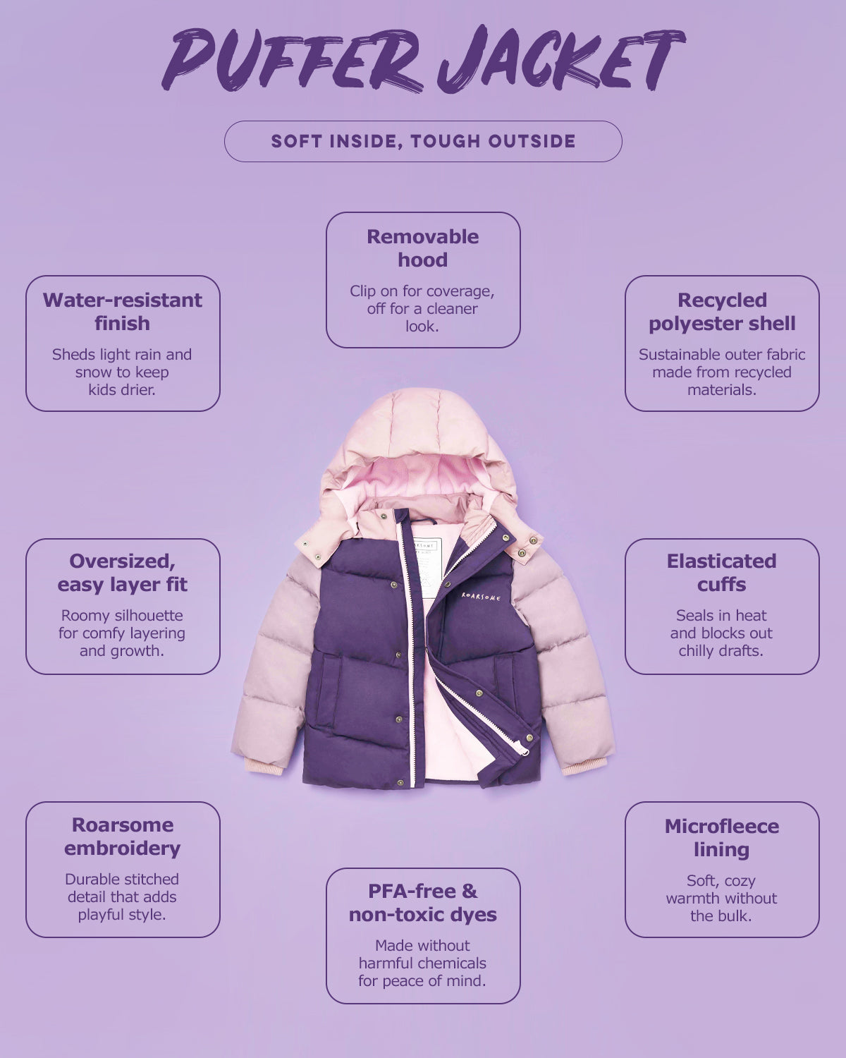 Roarsome Puffer Jacket - Twilight Purple