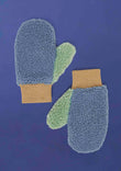 Fleece Mittens - Blue/Beige