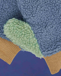 Fleece Mittens - Blue/Beige