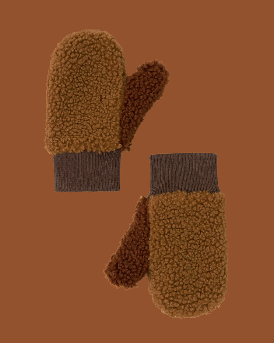 Fleece Mittens - Brown/Tan