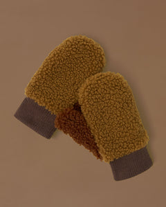 Fleece Mittens - Brown/Tan