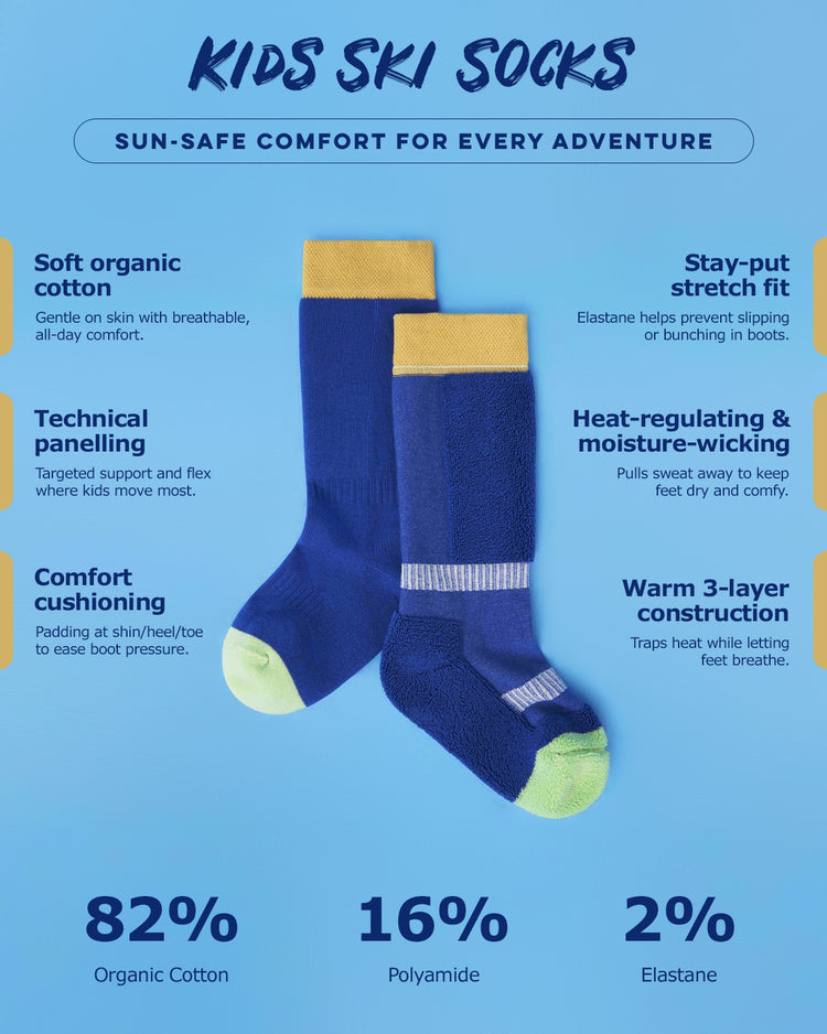 Ski Socks - Blue/Beige