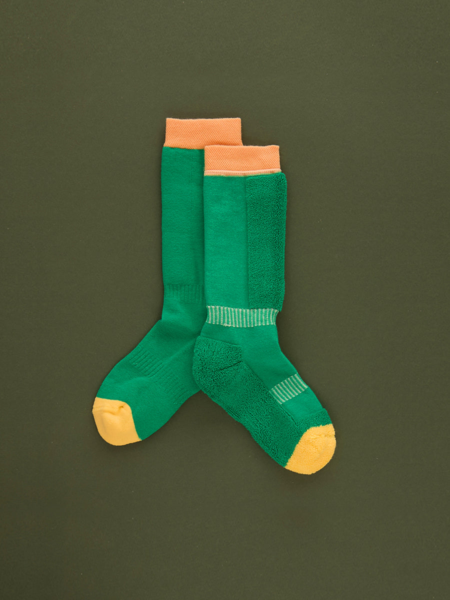 Ski Socks - Green/Orange