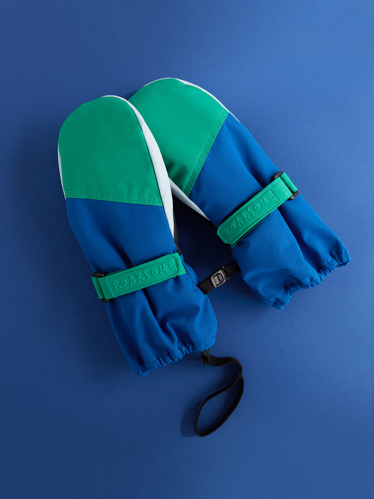 Kids Ski Gloves Blue/Green ‐ Roarsome - Main Image