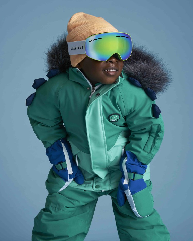 Kids Ski Gloves - Blue/Green