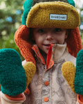Fleece Mittens - Green/Orange
