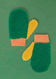 Fleece Mittens - Green/Orange