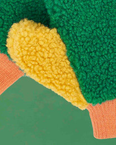 Fleece Mittens - Green/Orange