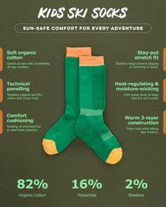 Kids Ski Socks - Green/Orange