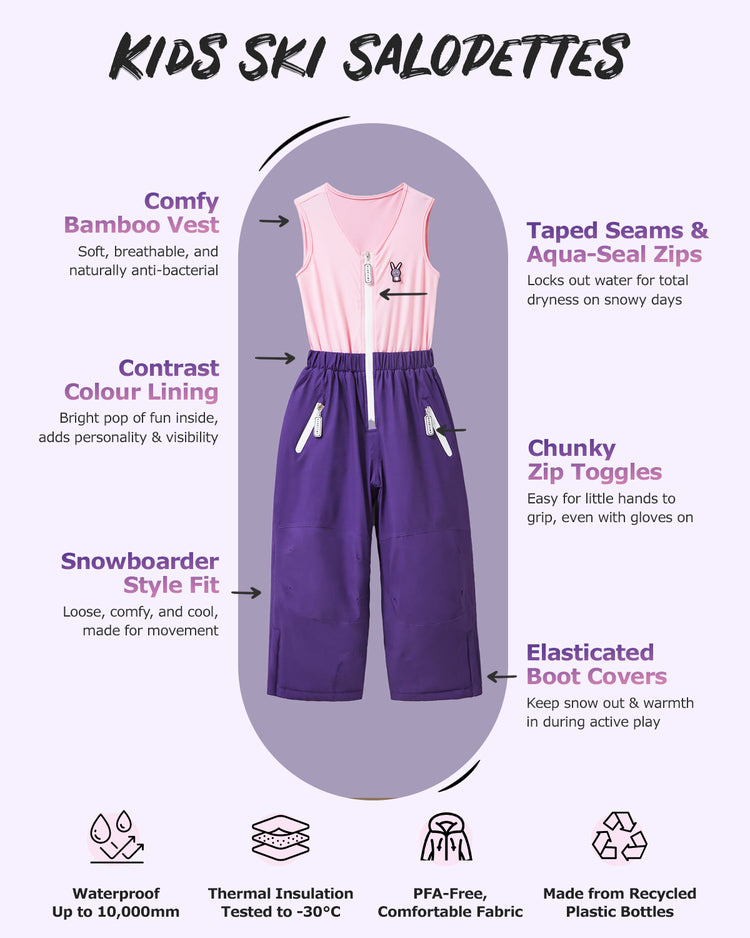Hop the Bunny - Kids Ski Salopettes / Bib Pants