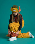 Kids Trapper Hats - Green/Orange