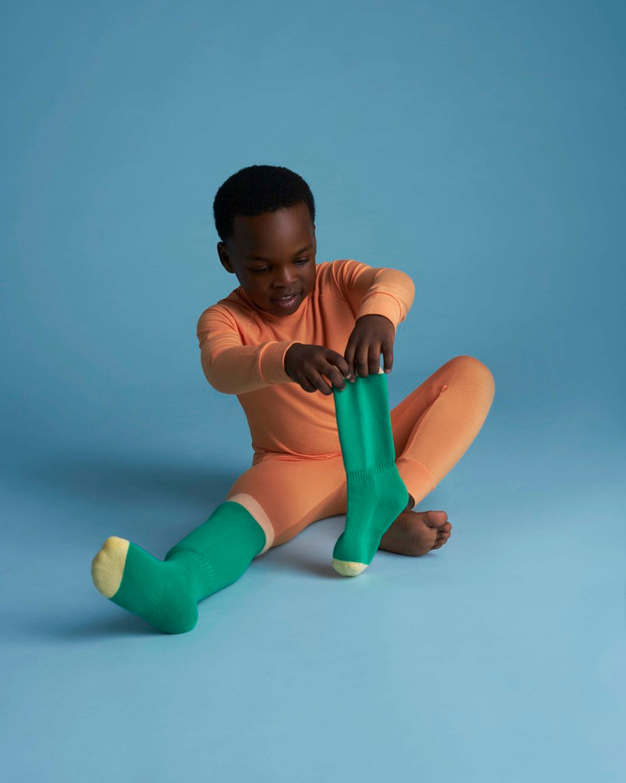 Ski Socks - Green/Orange