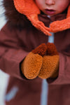 Fleece Mittens - Brown/Tan