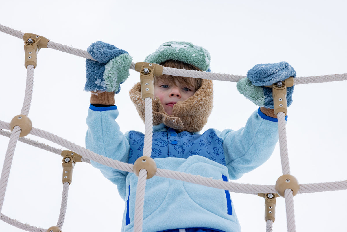 Kids Trapper Hats - Blue/Beige