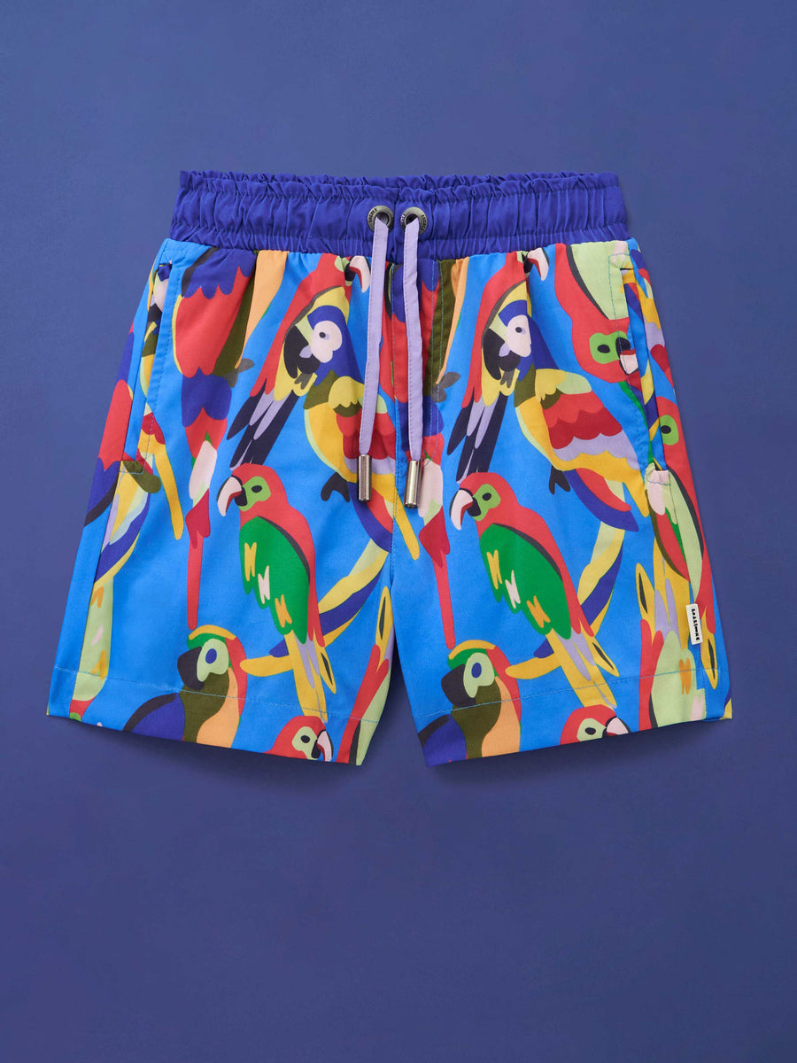 Squawk the Parrot - Kids Swim Shorts