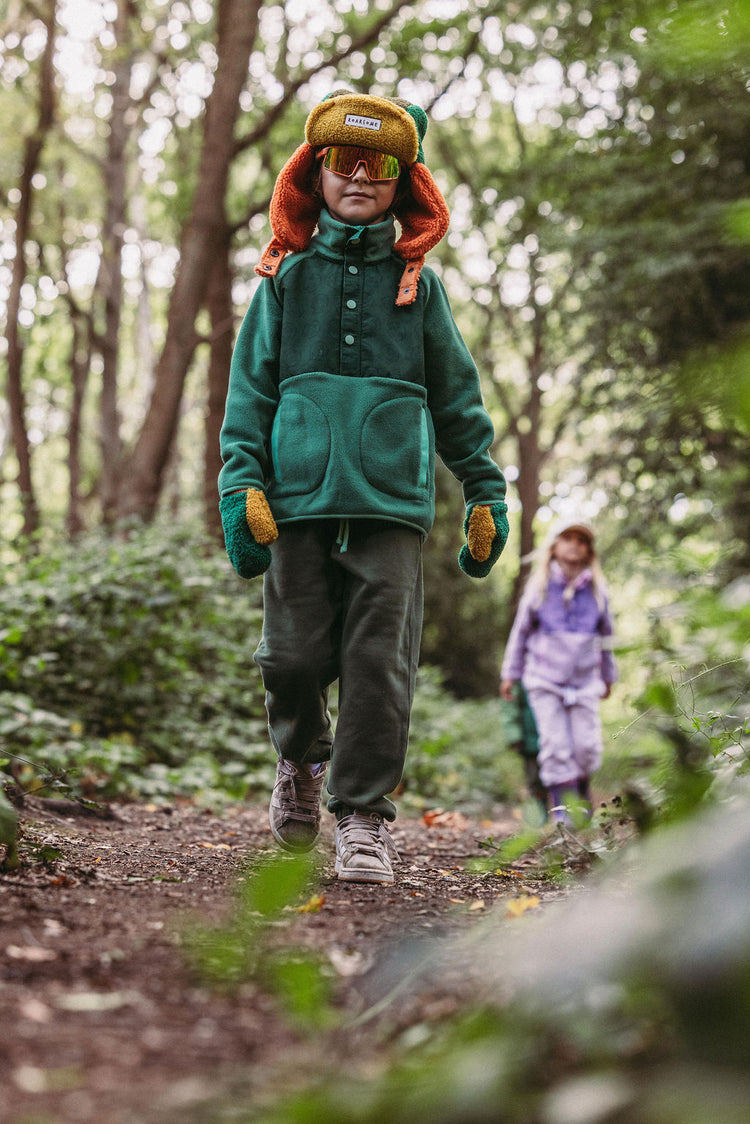 Kids Trapper Hats - Green/Orange