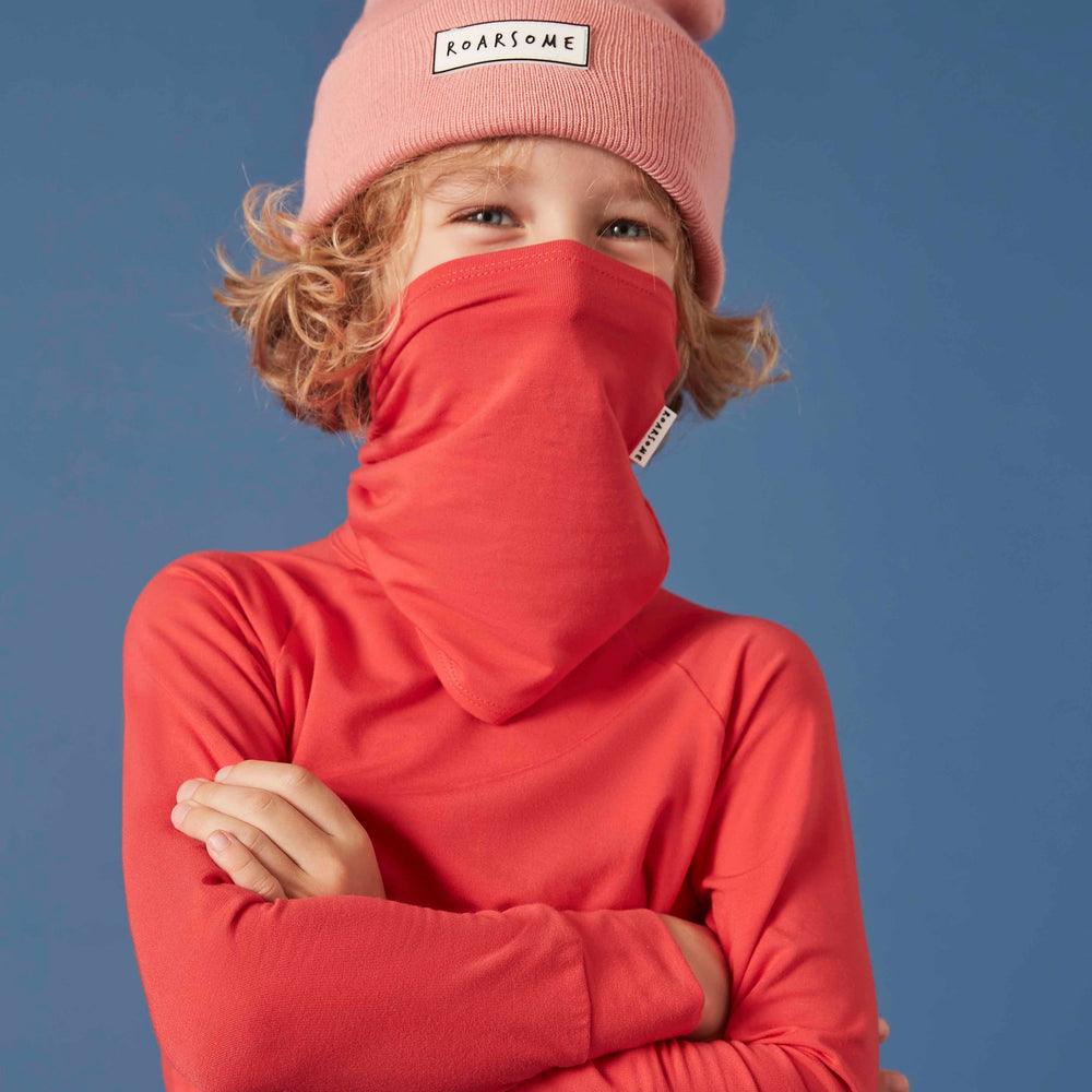 Kids Neck Warmers - Fire Red & Roarsome