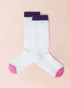 Kids Ski Socks - White/Purple