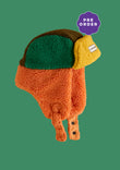 Kids Trapper Hats - Green/Orange